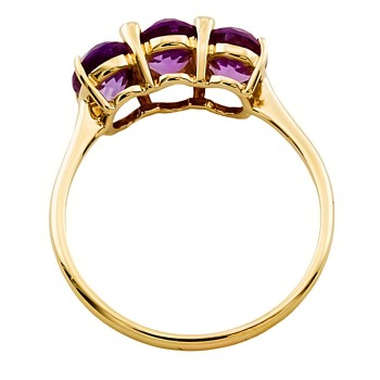 9ct gold Amethyst / Diamond 3 stone Ring size R